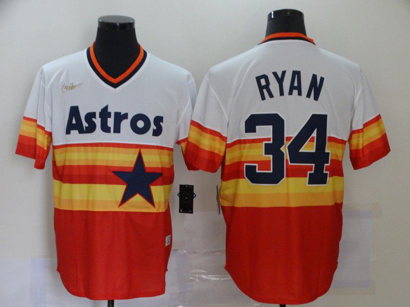 Men Houston Astros #34 Ryan Orange Throwback Nike MLB Jerseys->san diego padres->MLB Jersey